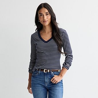 Women's Sonoma Goods For Life® Rib Long Sleeve V-Neck Tee