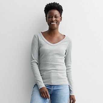 Women's Sonoma Goods For Life® Long Sleeve V-Neck Tee