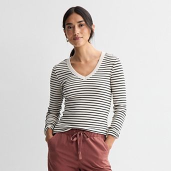 Women's Sonoma Goods For Life® Rib Long Sleeve V-Neck Tee
