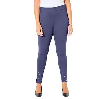 Catherines Women's Plus Size Black Label Grommet Ponte Pant