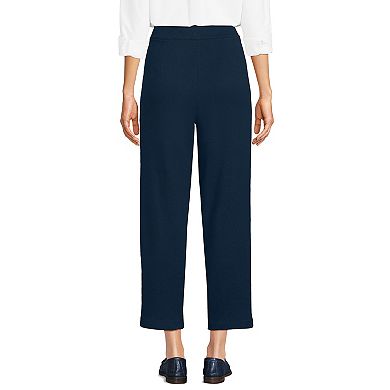 Women's Lands' End Sport Knit High Rise Pleated Straight Leg Crop Pants