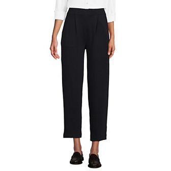 Women's Lands' End Sport Knit High Rise Pleated Straight Leg Crop Pants