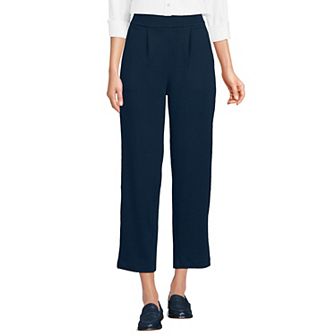 Women's Lands' End Sport Knit High Rise Pleated Straight Leg Crop Pants