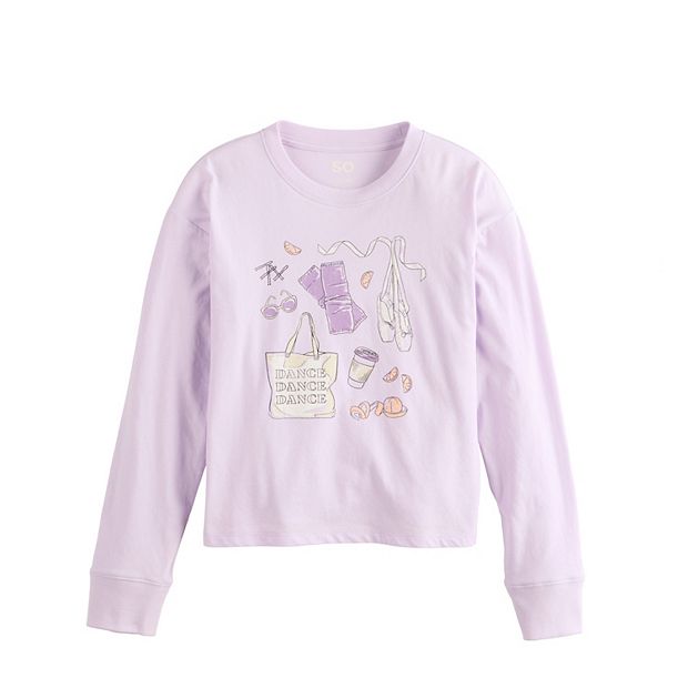 Girls 6-20 SO® Long Sleeve Boxy Graphic Tee in Regular & Plus Size