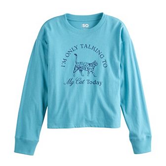Girls 6-20 SO® Long Sleeve Boxy Graphic Tee in Regular & Plus Size