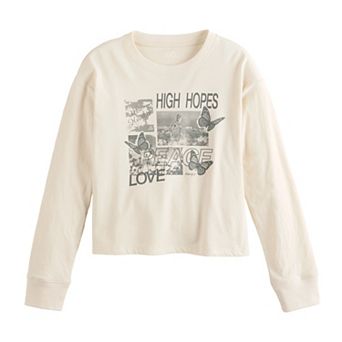Girls 6-20 SO® Long Sleeve Boxy Graphic Tee in Regular & Plus Size
