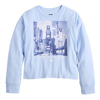 Girls 6-20 SO® Long Sleeve Boxy Graphic Tee in Regular & Plus Size