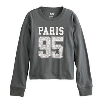 Girls 6-20 SO® Long Sleeve Boxy Graphic Tee in Regular & Plus Size