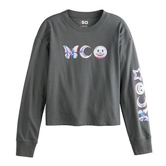 Girls 6-20 SO® Long Sleeve Boxy Graphic Tee in Regular & Plus Size