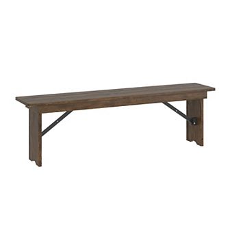 Merrick Lane 60" x 12" Solid Pinewood Folding Farmhouse Style Bench