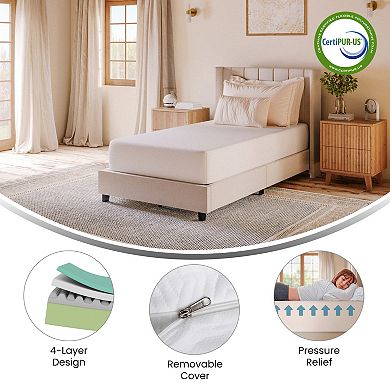 Merrick Lane Mattress in a Box with Four Foam Layers, Cooling Gel, Green Tea