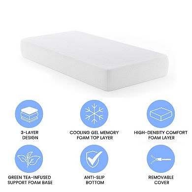 Emma and Oliver Three-Layer Memory Foam Mattress with Green Tea Infusion and Cooling Gel