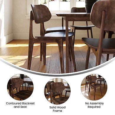 Emma and Oliver Set of 2 Solid Wood Dining Chair with Curved Backrest