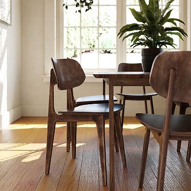 Emma and Oliver Set of 2 Solid Wood Dining Chair with Curved Backrest