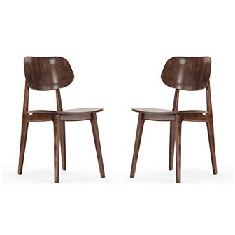 Emma and Oliver Set of 2 Solid Wood Dining Chair with Curved Backrest