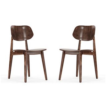 Emma and Oliver Set of 2 Solid Wood Dining Chair with Curved Backrest