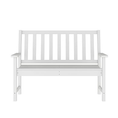 Merrick Lane Indoor-outdoor Bench Seat With Contoured Seat And Integrated Armrests