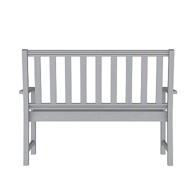 Merrick Lane Indoor-outdoor Bench Seat With Contoured Seat And Integrated Armrests