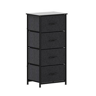 Emma And Oliver 4 Drawer Vertical Storage Dresser-wood Top & Fabric Pull Drawers