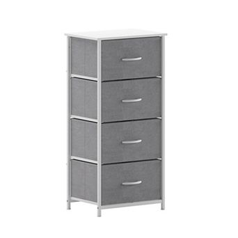 Emma And Oliver 4 Drawer Vertical Storage Dresser-wood Top & Fabric Pull Drawers