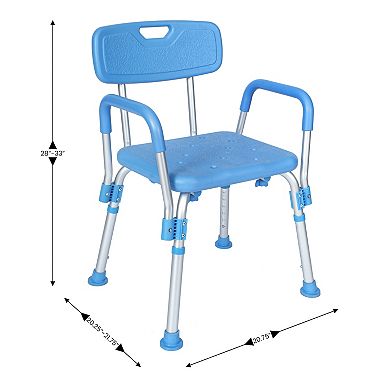 Emma and Oliver 300 Lb. Capacity Adjustable Bath & Shower Chair with Depth Adjustable Back