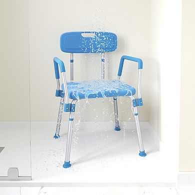 Emma and Oliver 300 Lb. Capacity Adjustable Bath & Shower Chair with Depth Adjustable Back