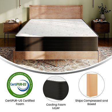 Flash Furniture 12" Hybrid Pocket Spring Mattress, Mattress in a Box - Cooling Mattress