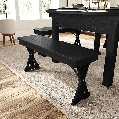 Merrick Lane 40" x 12" Solid Pinewood Folding Farmhouse Style Bench