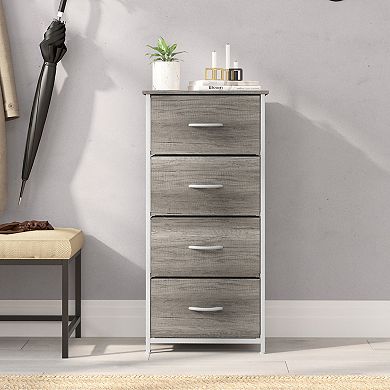 Emma And Oliver 4 Drawer Dresser-wood Top/iron Frame/fabric Drawers With Wooden Handles