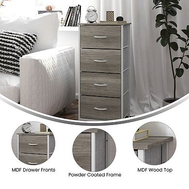 Emma And Oliver 4 Drawer Dresser-wood Top/iron Frame/fabric Drawers With Wooden Handles