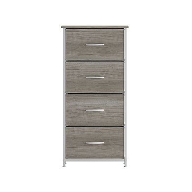 Emma And Oliver 4 Drawer Dresser-wood Top/iron Frame/fabric Drawers With Wooden Handles