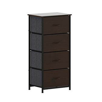 Emma And Oliver 4 Drawer Dresser-wood Top/iron Frame/fabric Drawers With Wooden Handles