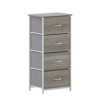 Emma And Oliver 4 Drawer Dresser-wood Top/iron Frame/fabric Drawers With Wooden Handles