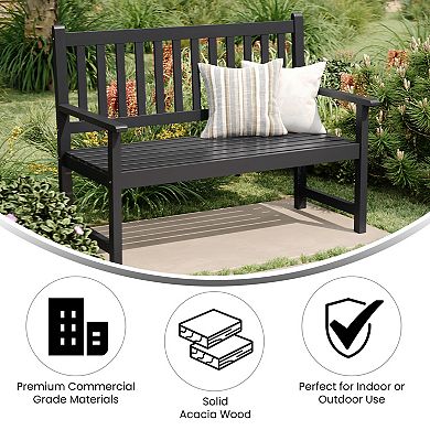 Merrick Lane Slatted Acacia Wood Indoor/outdoor Patio Bench/2-person Loveseat