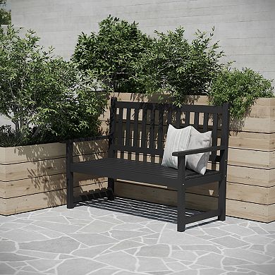 Merrick Lane Slatted Acacia Wood Indoor/outdoor Patio Bench/2-person Loveseat