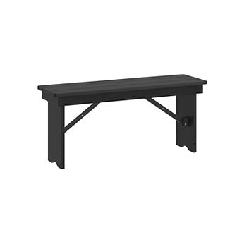 Merrick Lane Antique Solid Pine Folding Farmhouse Style Bench