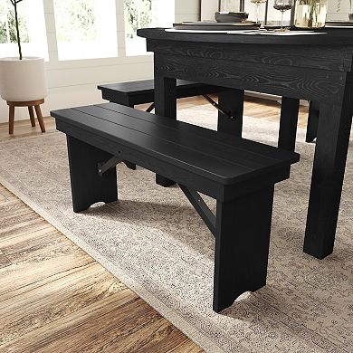 Merrick Lane Antique Solid Pine Folding Farmhouse Style Bench