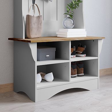 Merrick Lane 3 Hook Hallway Tree With Divided Under Bench Storage