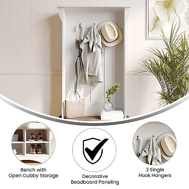 Merrick Lane 3 Hook Hallway Tree With Divided Under Bench Storage