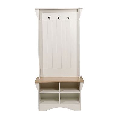 Merrick Lane 3 Hook Hallway Tree With Divided Under Bench Storage