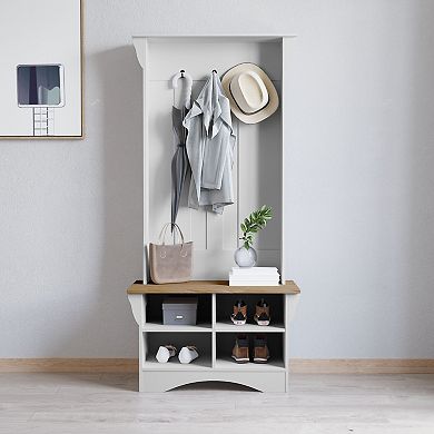 Merrick Lane 3 Hook Hallway Tree With Divided Under Bench Storage