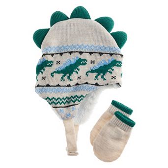 Baby & Toddler Boy Addie & Tate Dinosaur Hat & Mittens Set