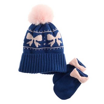 Baby & Toddler Girl Addie & Tate Bow Hat & Mittens Set