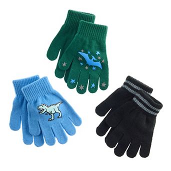 Toddler Boy Addie & Tate Dino 3 pk Gloves