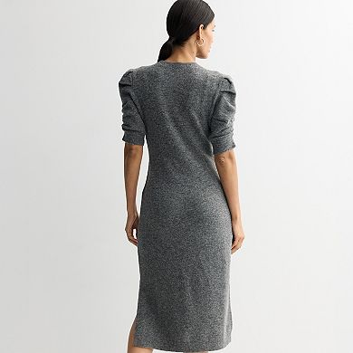 Women's Nine West Ruched Sleeve Elbow Sweater Dress