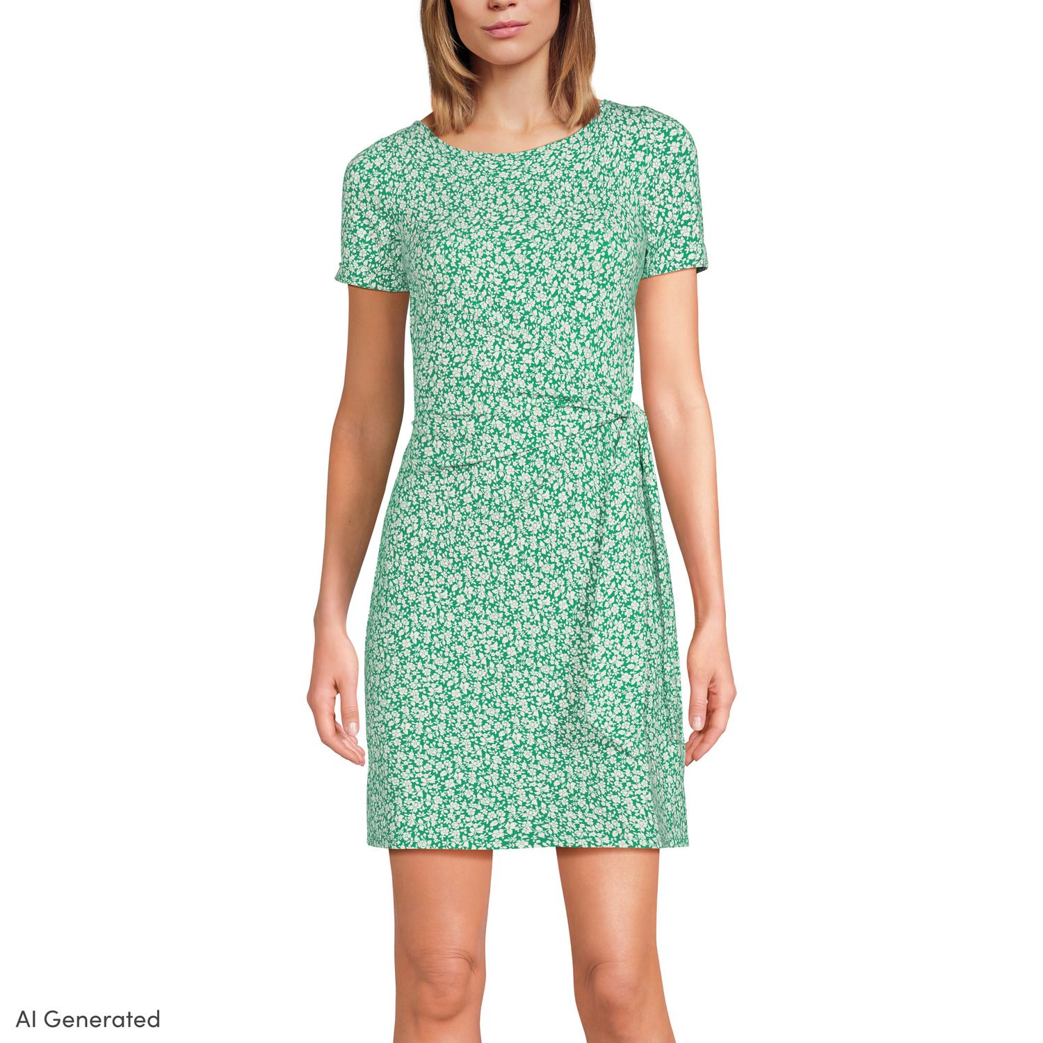 Женские платья Lands' End Short Sleeve Cotton Modal Wrap Mini Dress