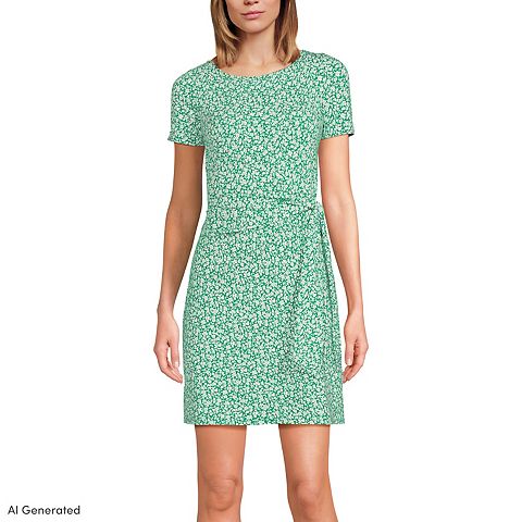Женские платья Lands' End Short Sleeve Cotton Modal Wrap Mini Dress