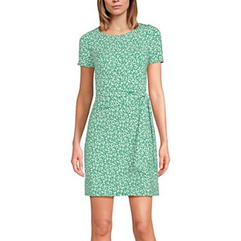 Women's Lands' End Short Sleeve Cotton Modal Wrap Mini Dress