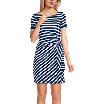 Women's Lands' End Short Sleeve Cotton Modal Wrap Mini Dress