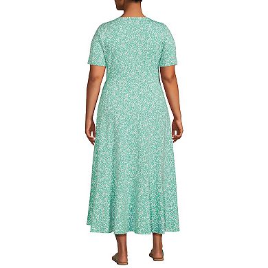 Plus Size Lands' End V-Neck Wrap Midi Dress